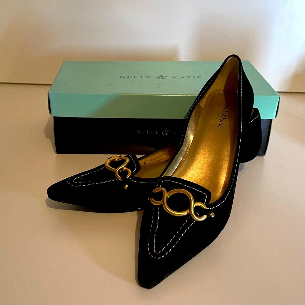 Kelly & Katie Black Suede Kkashanti Kitten Heels